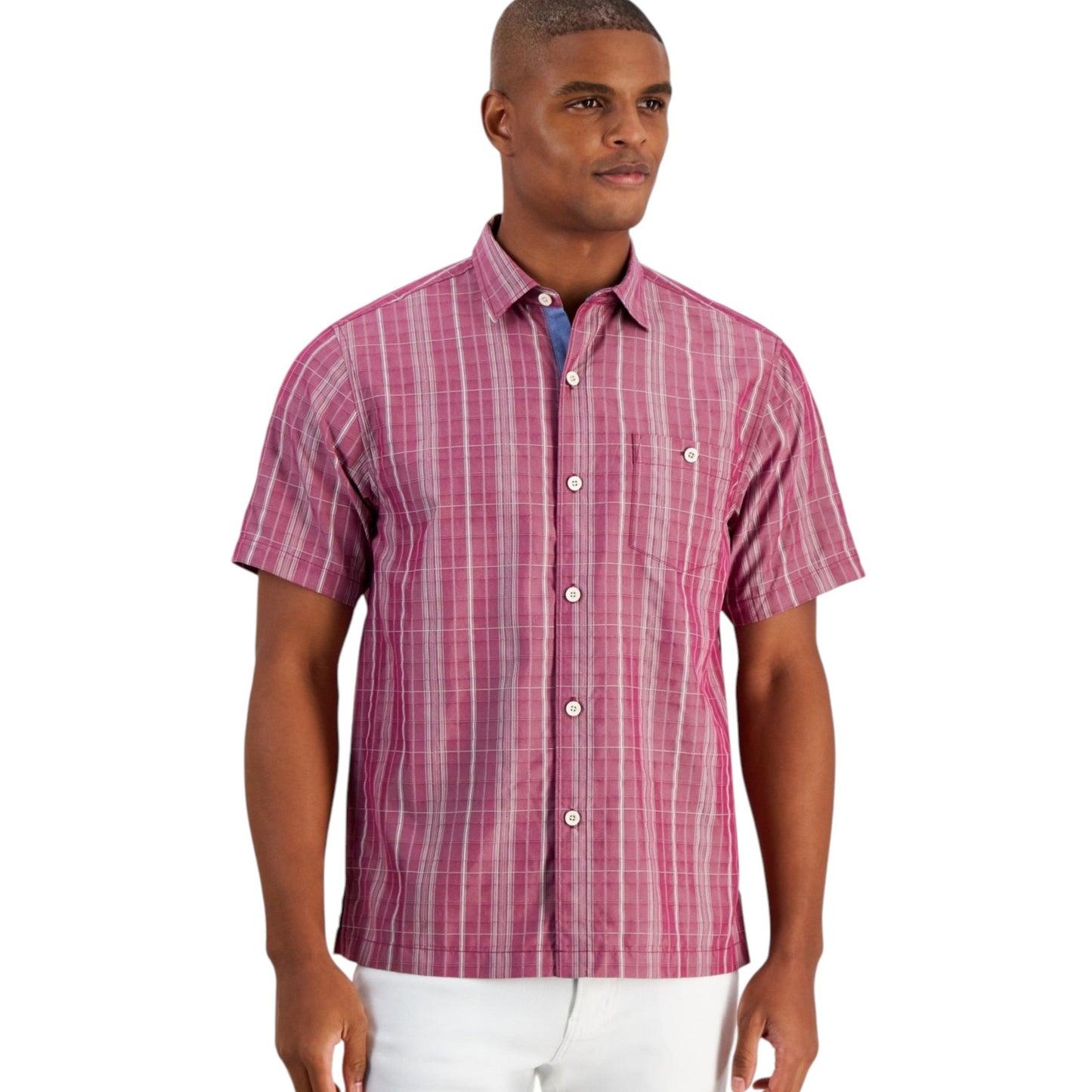 Men's Stripped Dress Shirt,Dusty Rose
