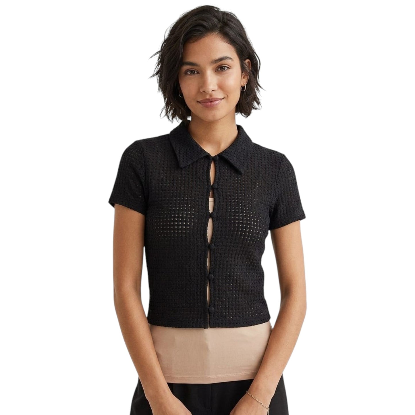 Women's Textured Top,Black