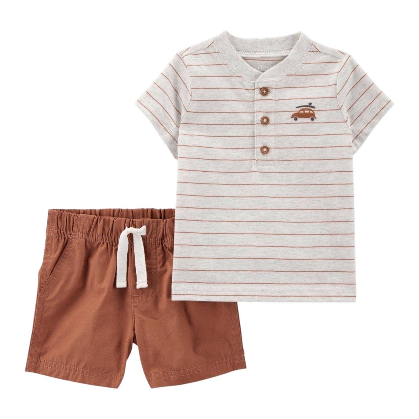 Kids Boy's Striped Set 2Pieces,Light Grey/Brown