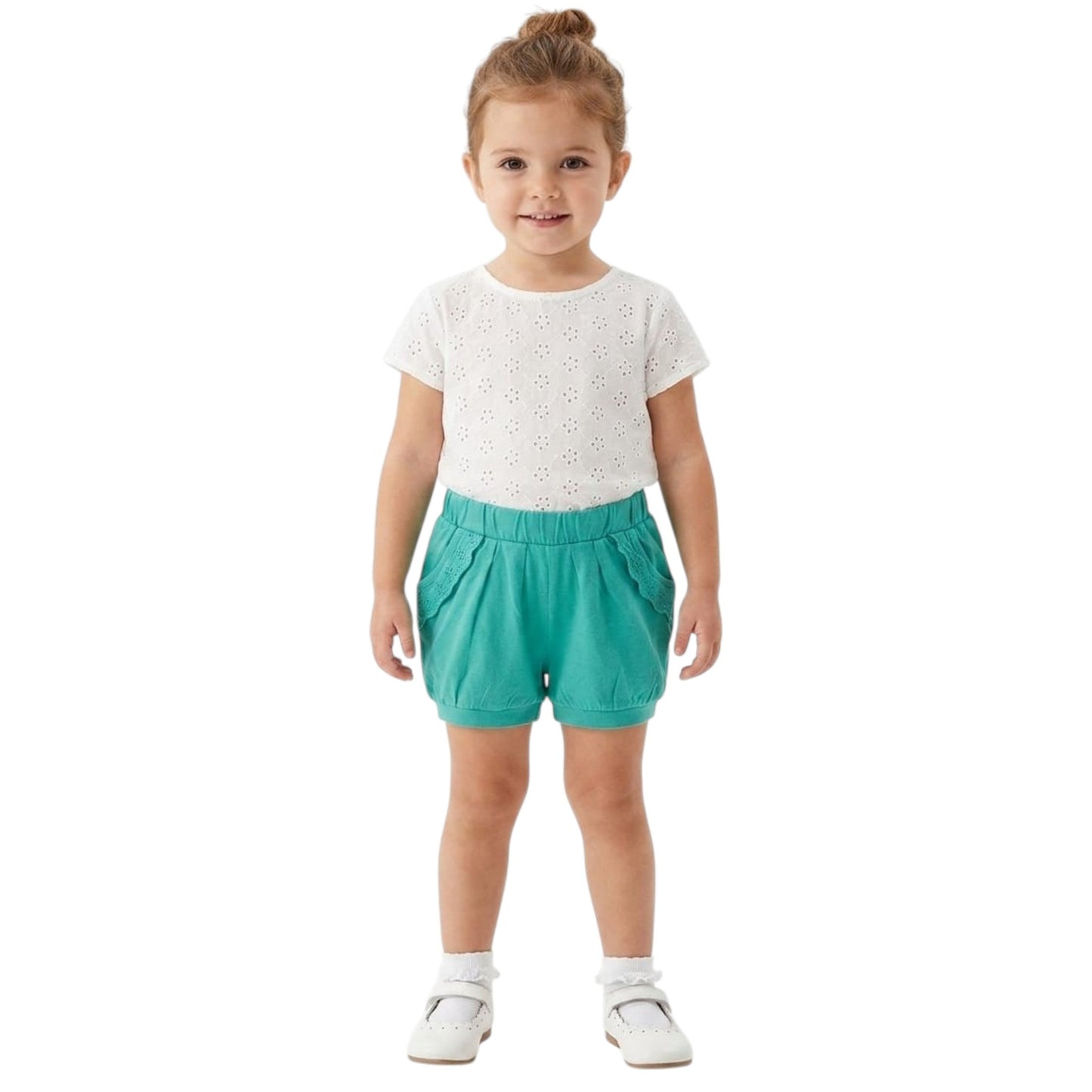 Kids Girl's Plain Solid Short,Dark Turquoise