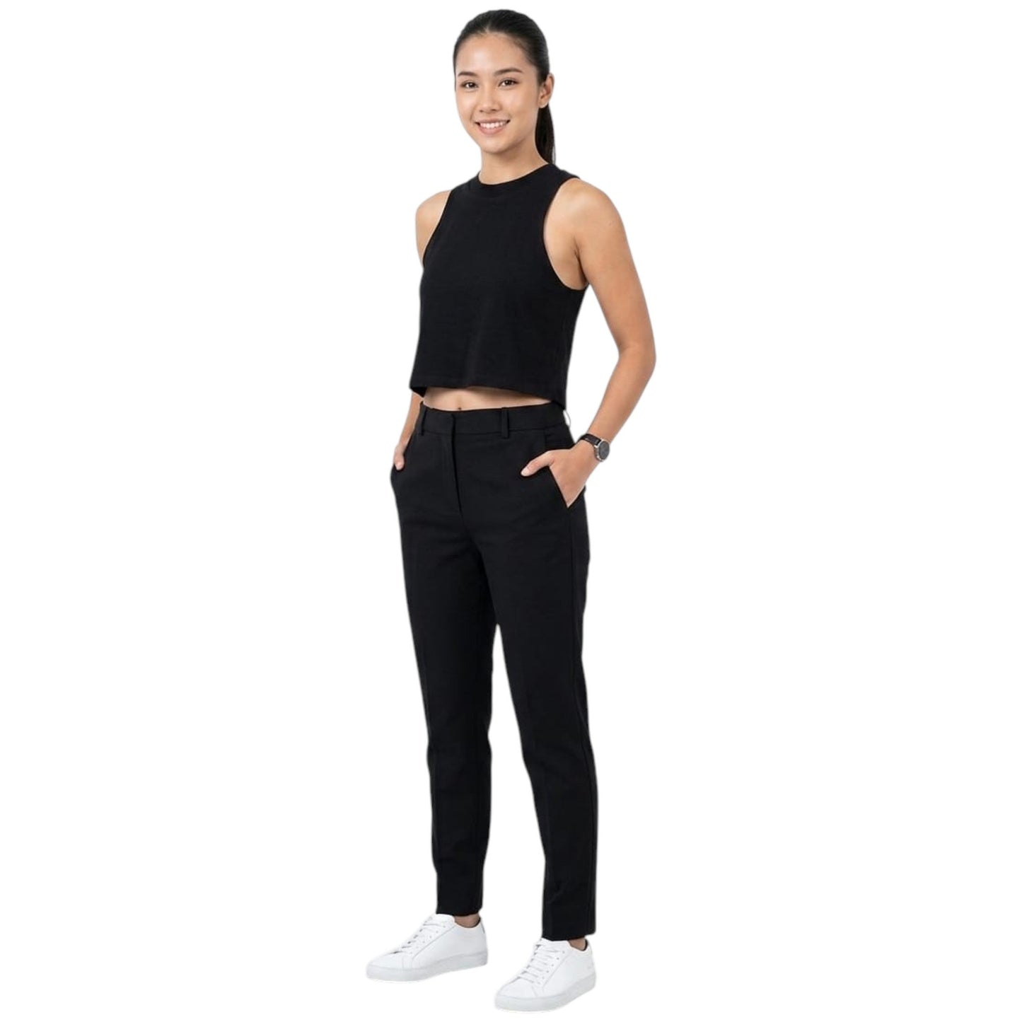 Women's Plain Solid Top,Black