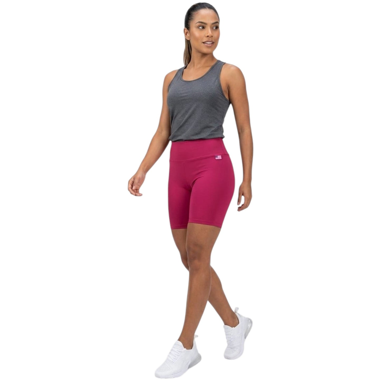 Women's Plain Solid Sport Short Legging,Red