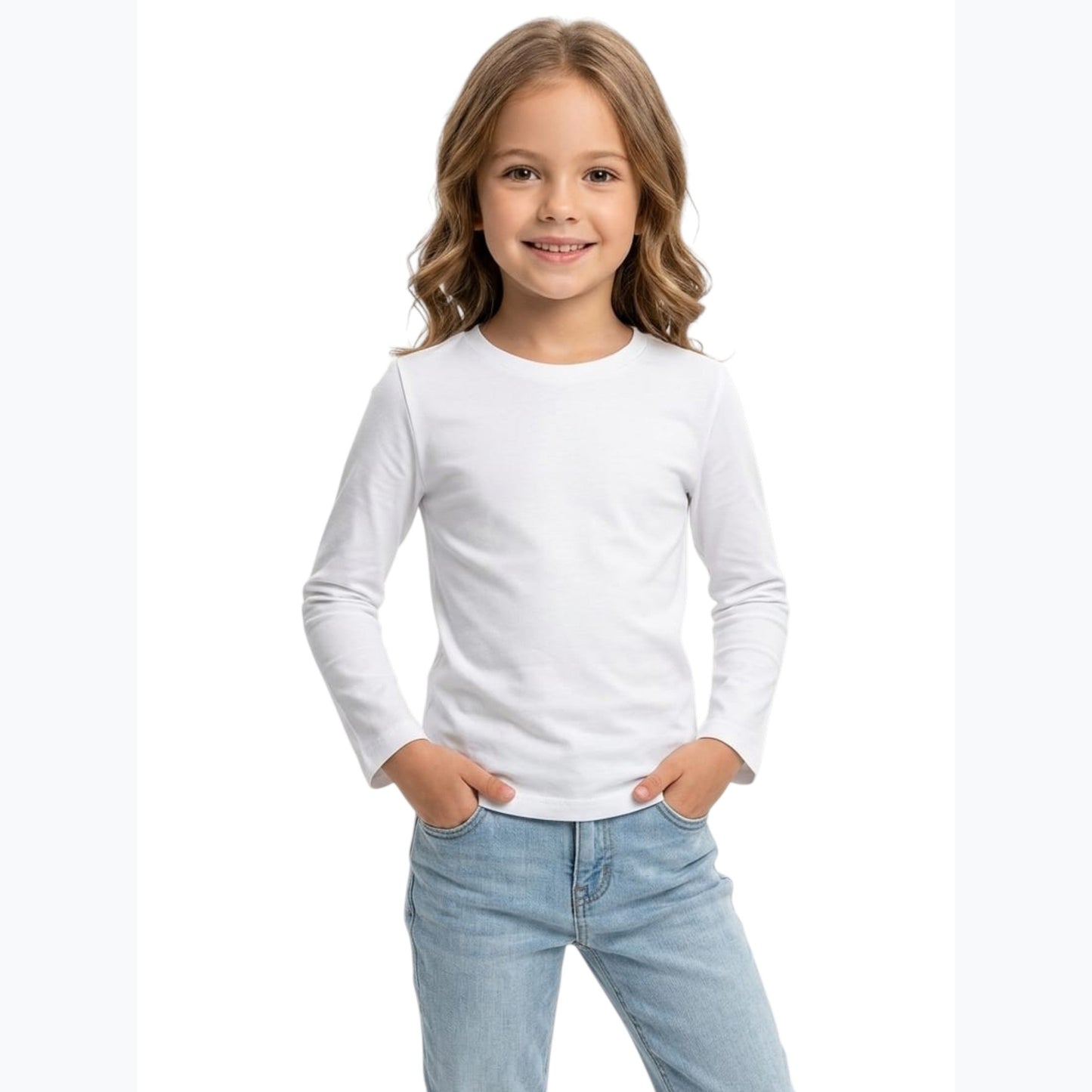 Kids Girl's Plain Solid Top,White