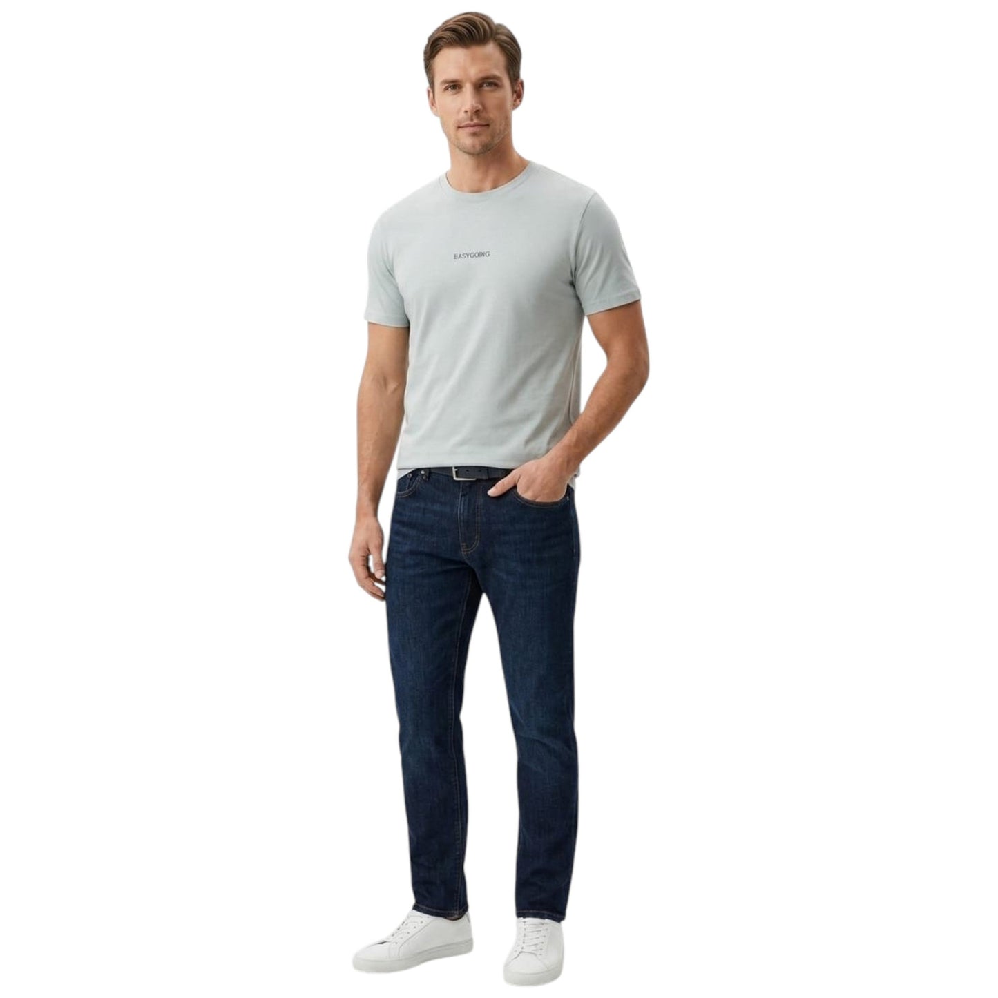 Men's Plain Solid Top,Light Blue