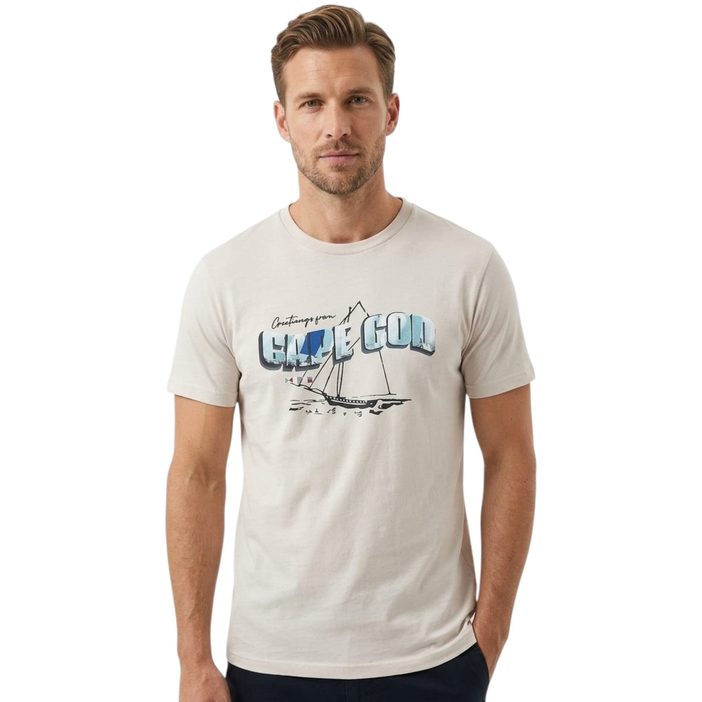 Men's Printed Top,Light Beige