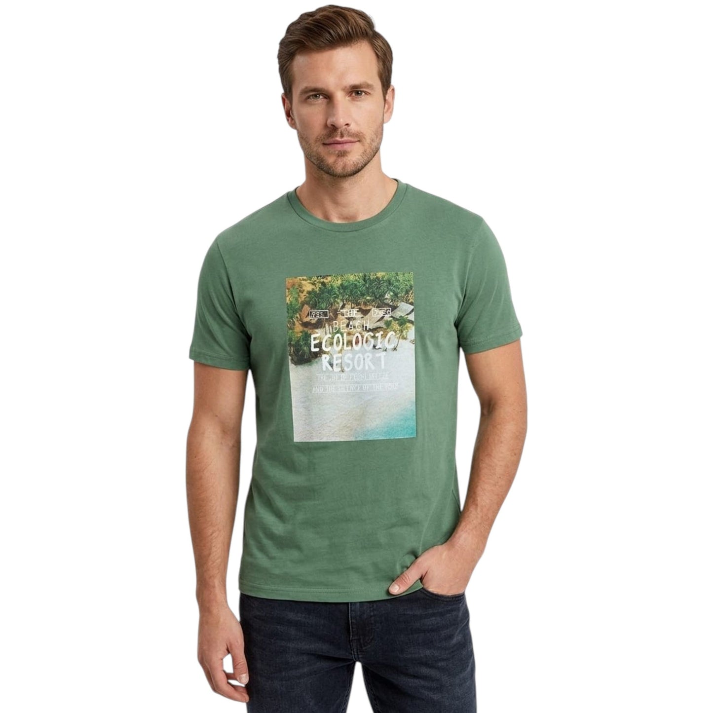 Men's Printed Top,Olive