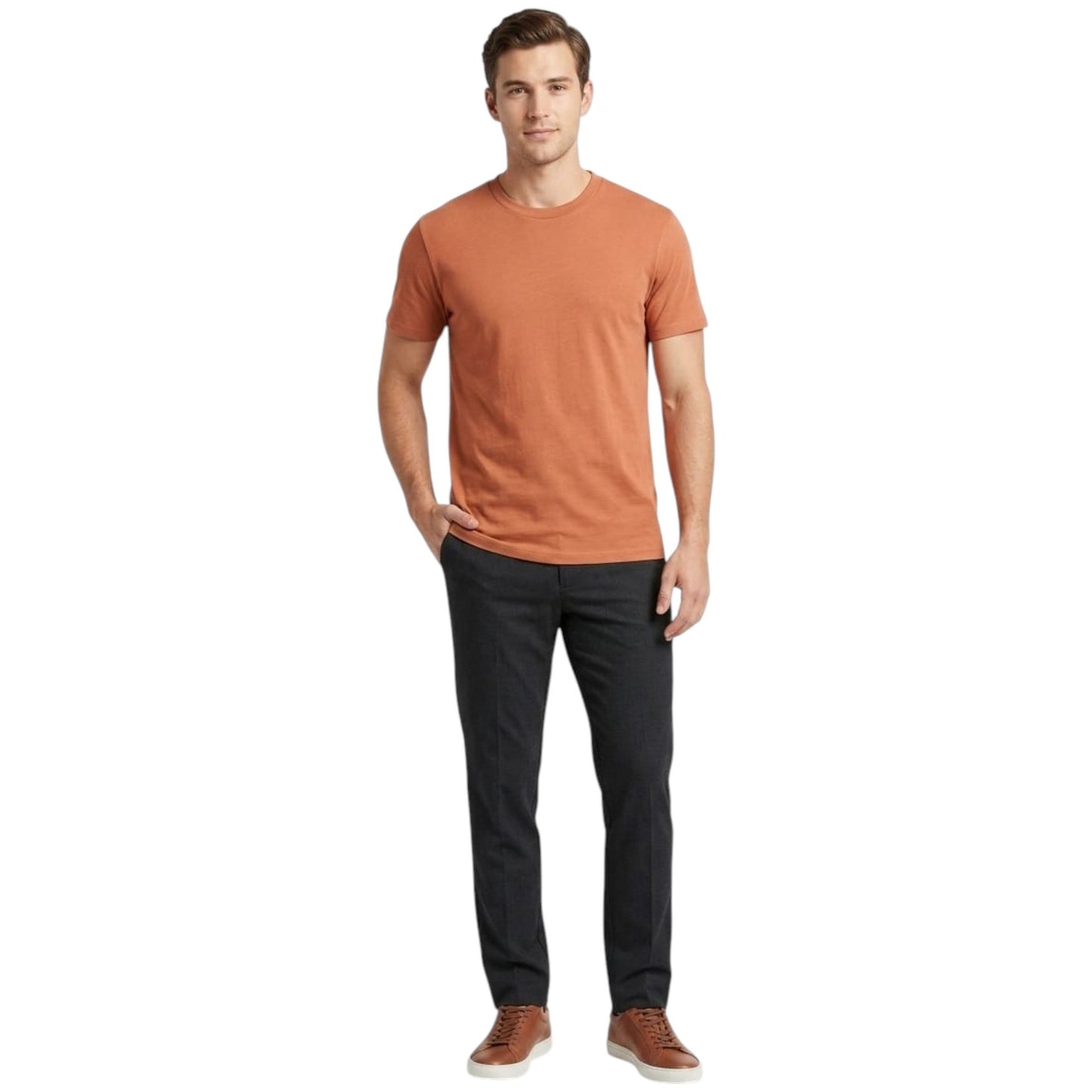 Men's Plain Solid Top,Burnt Orange