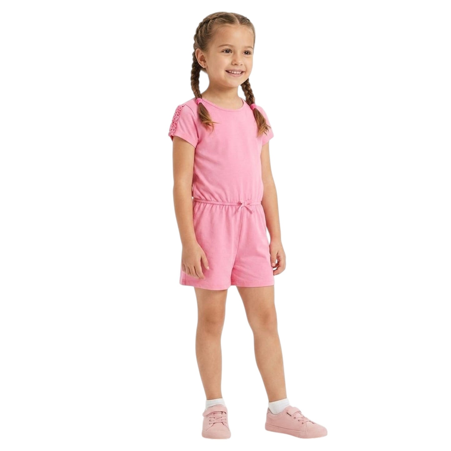 Kids Girl's Plain Solid Jumpsuit,Pink