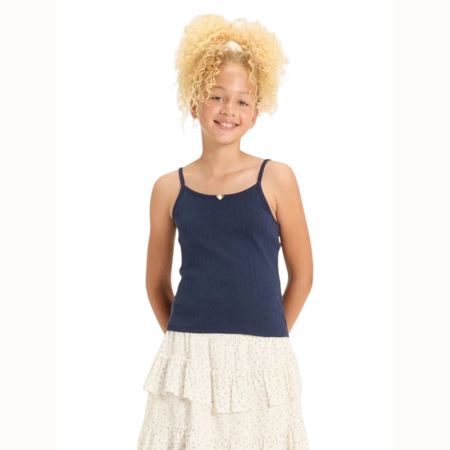 Kids Girl's Plain Solid Top,Navy