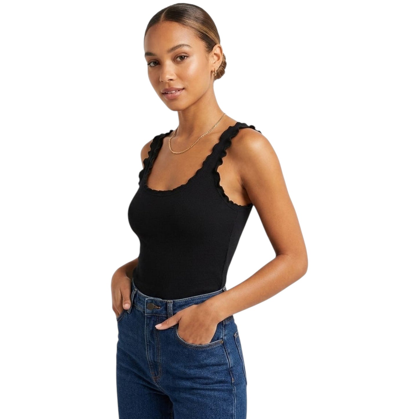 Women's Ribbed Top,Black