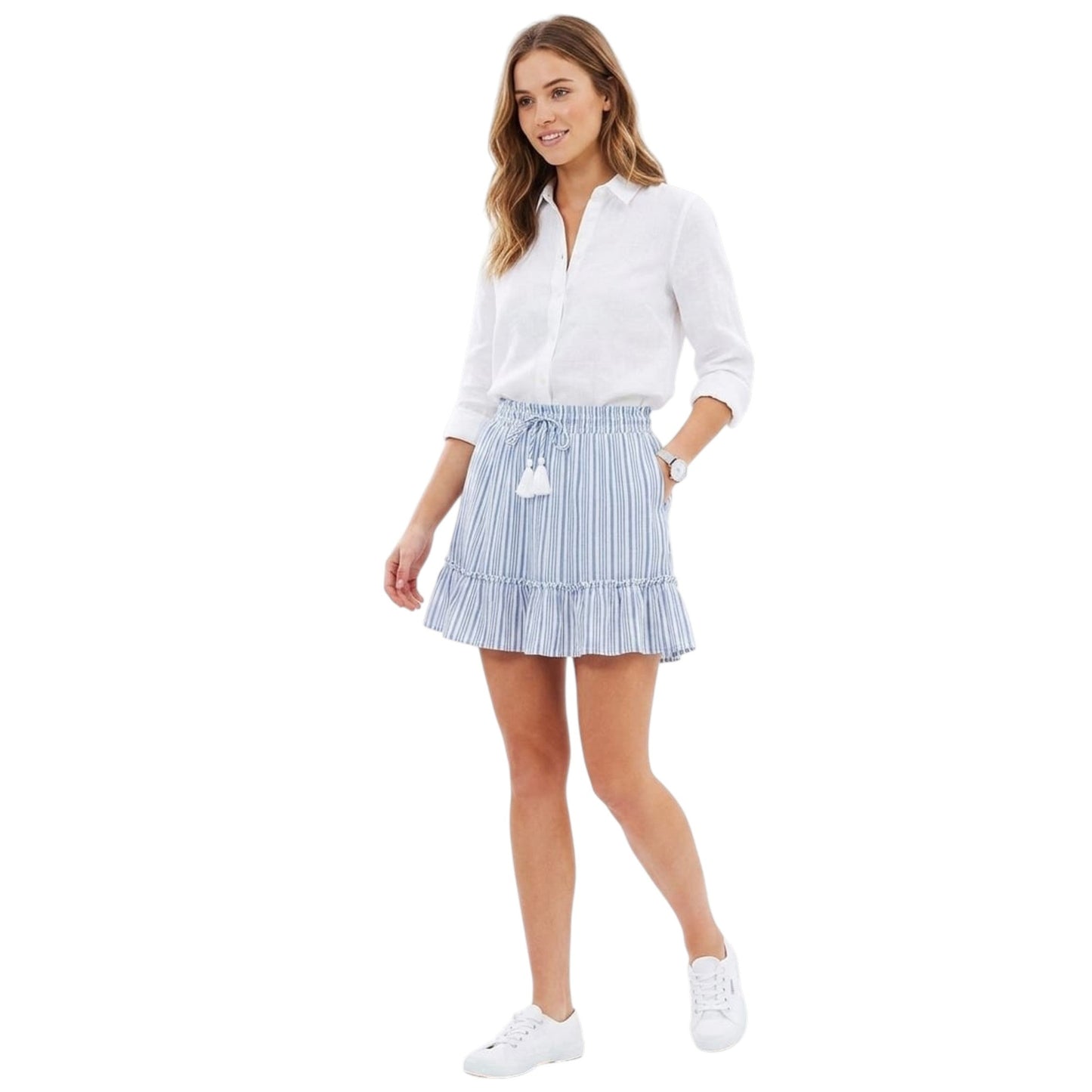 Women's Stripped Skirt,White