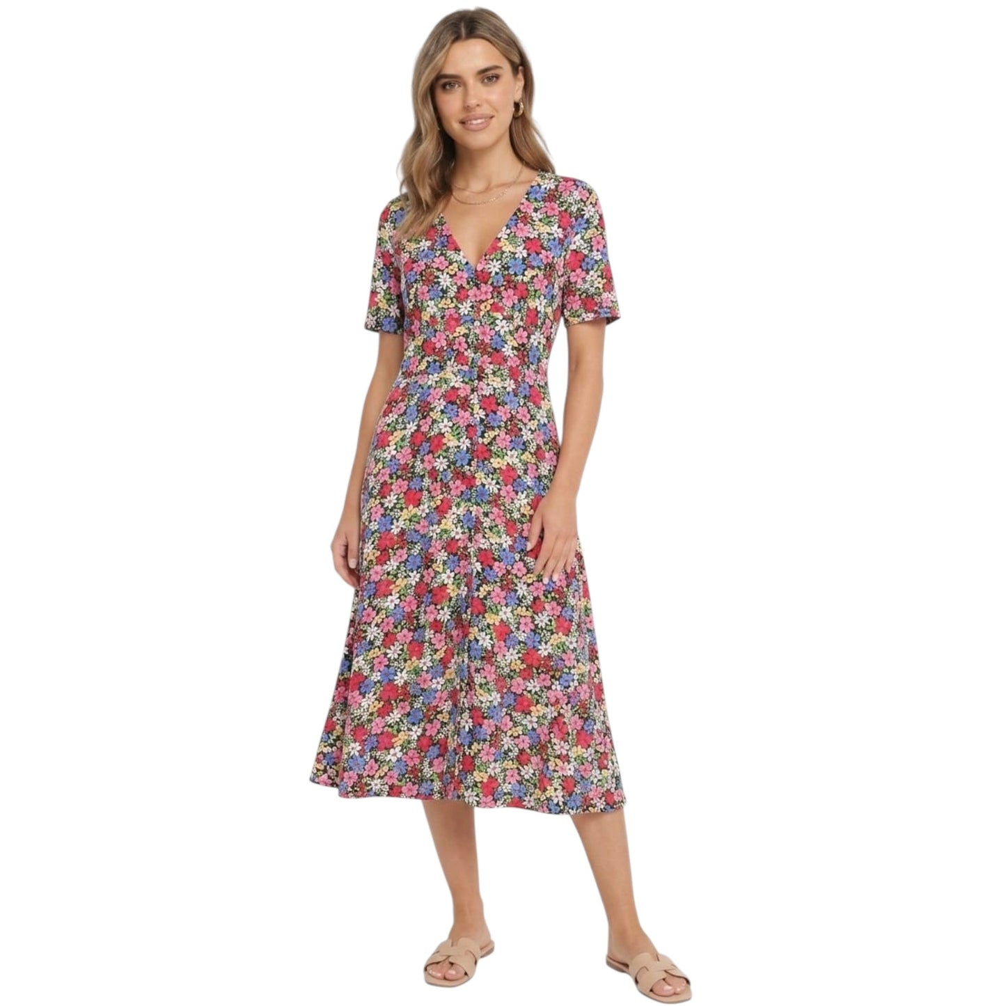 Women's Floral Printed Dress,Multi