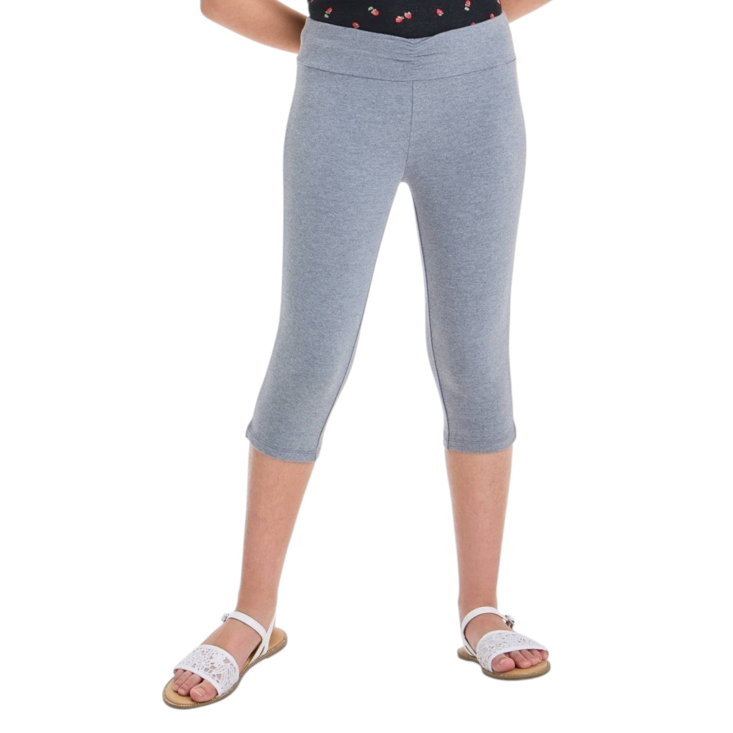 Kids Girl's Plain Solid Capri Pant,Grey