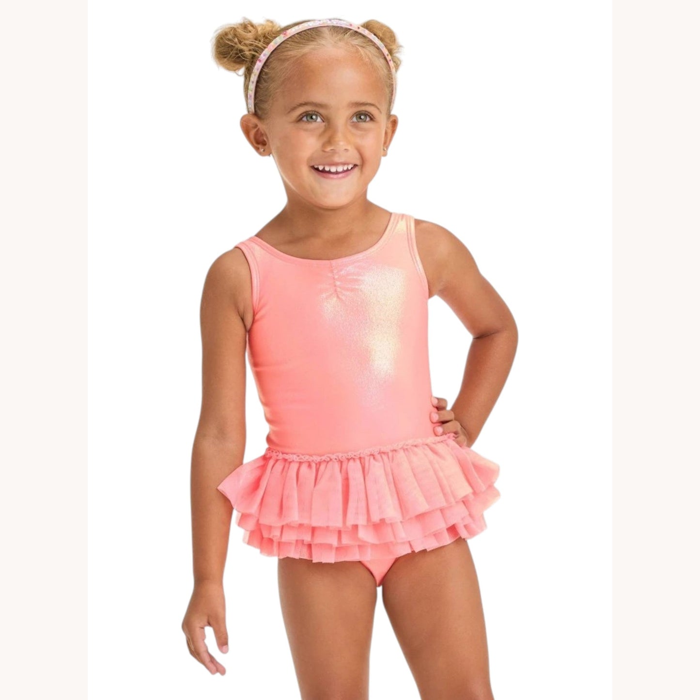 Kids Girl's Ruffled One Pieces Tankini Top,Pink Coral
