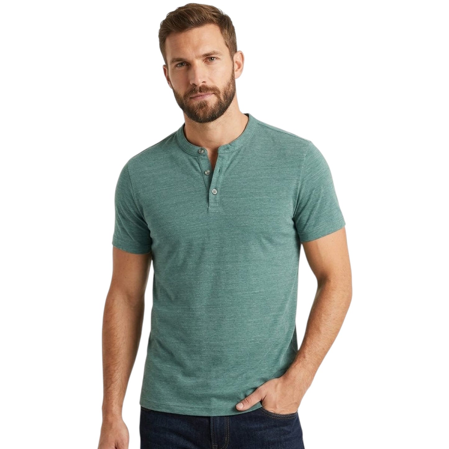 Men's Textured Top,Dark Mint