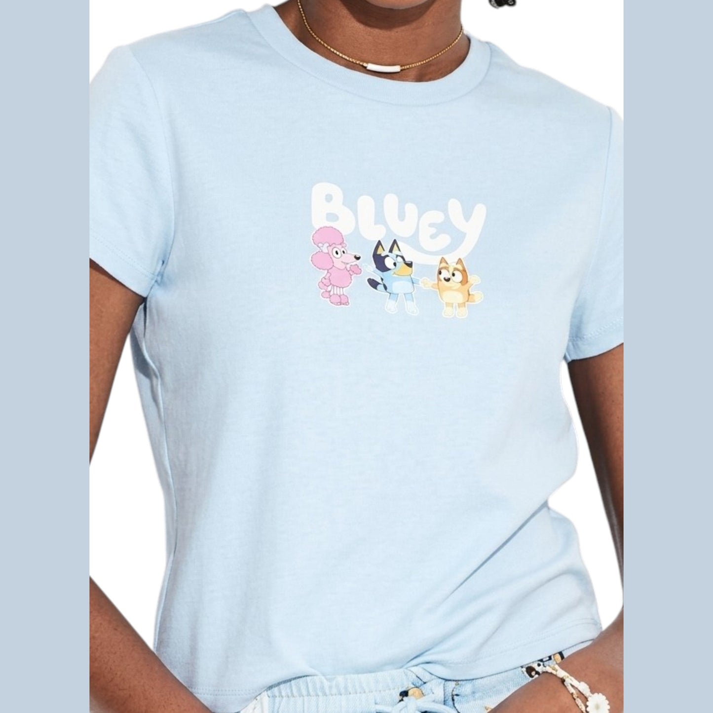 Women's Printed Sleepwear Top,Light Blue