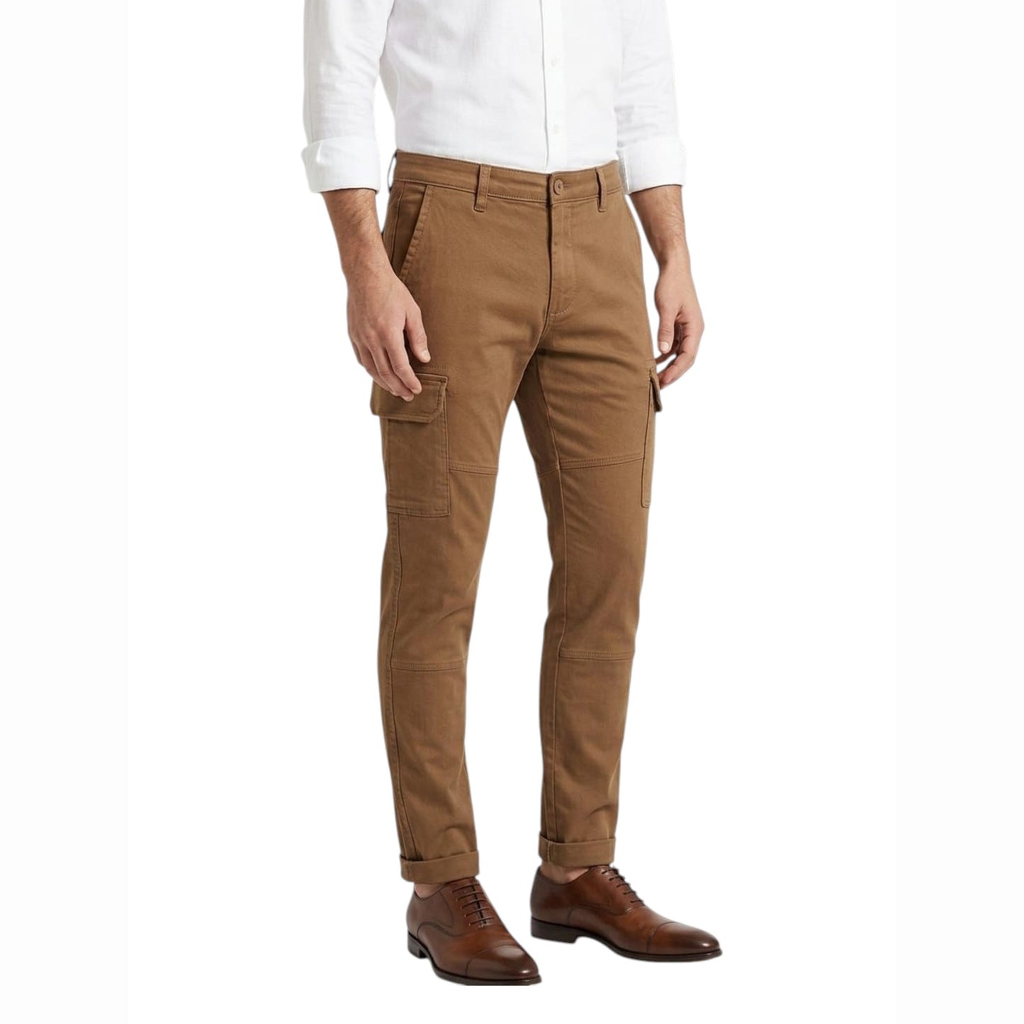 Men's Plain Solid Cargo Pant,Brown