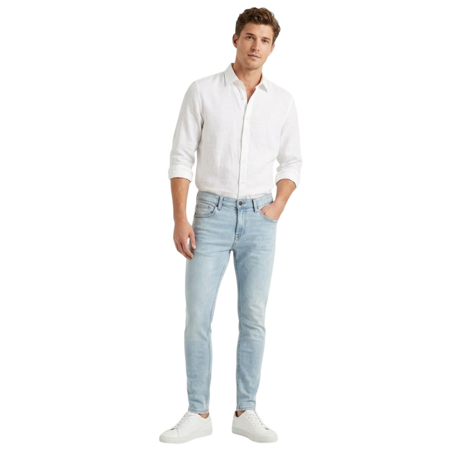 Men's Plain Solid Jeans,Light Blue