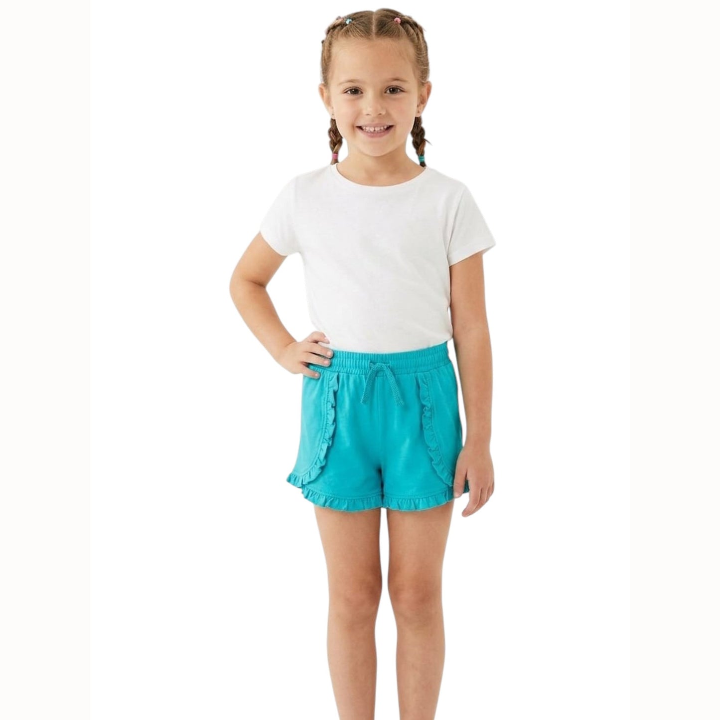 Kids Girl's Plain Solid Short,Turquoise