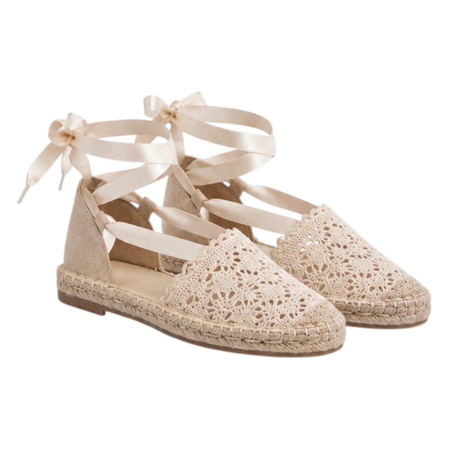 Women's Textured Wrapped Ballerinas,Light Beige