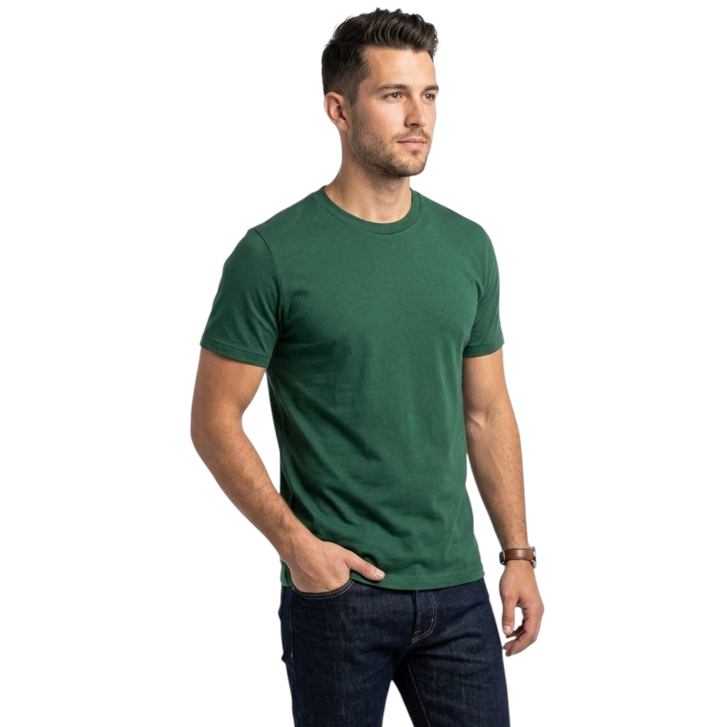 Men's Plain Solid Top,Dark Green
