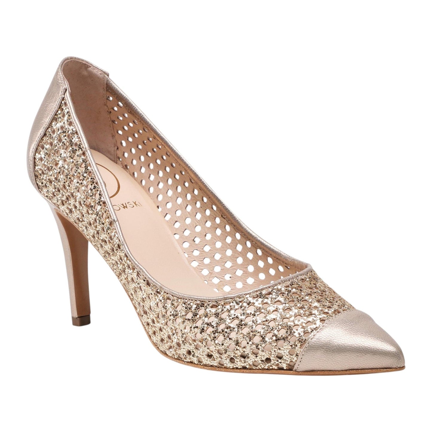 Women's Glitter Textured Heeled Shoes,Gold