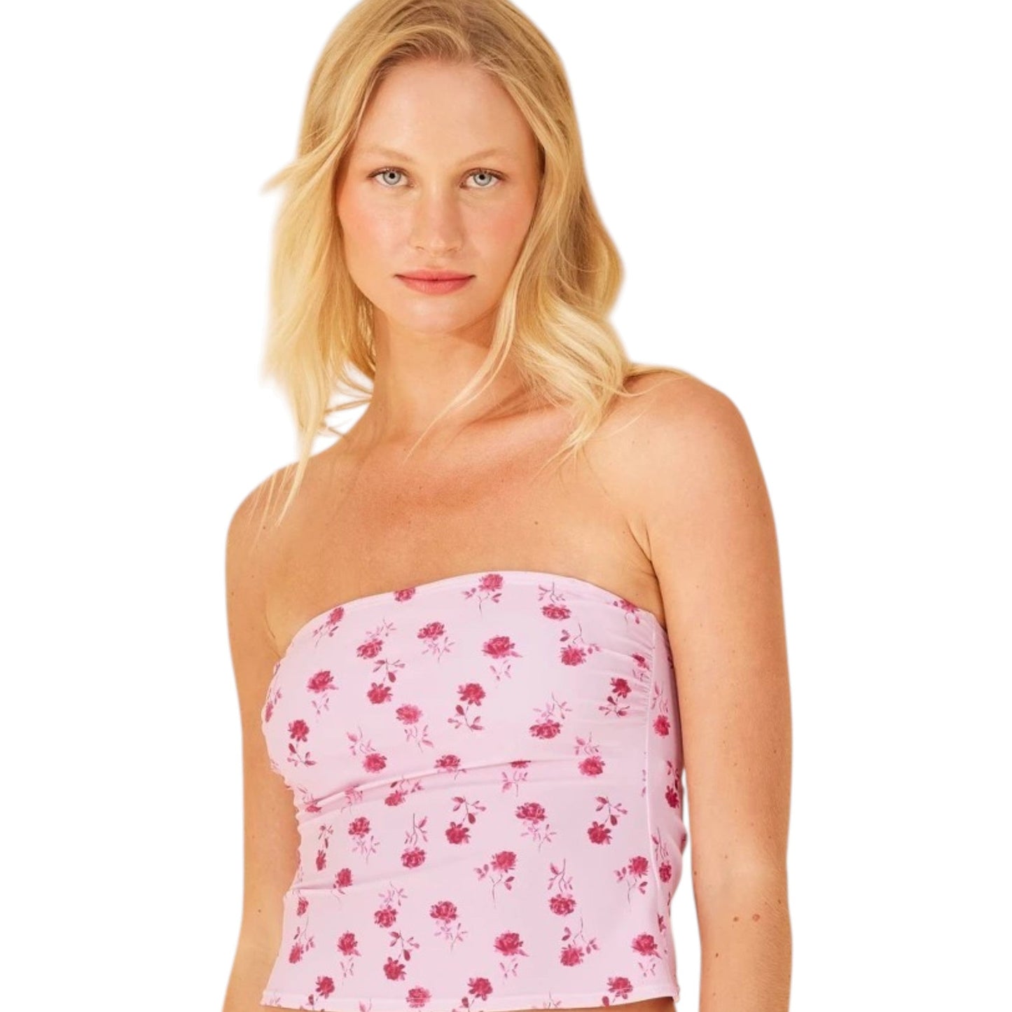 Women's Printed Adjustable Straps Tankini Top,Pink