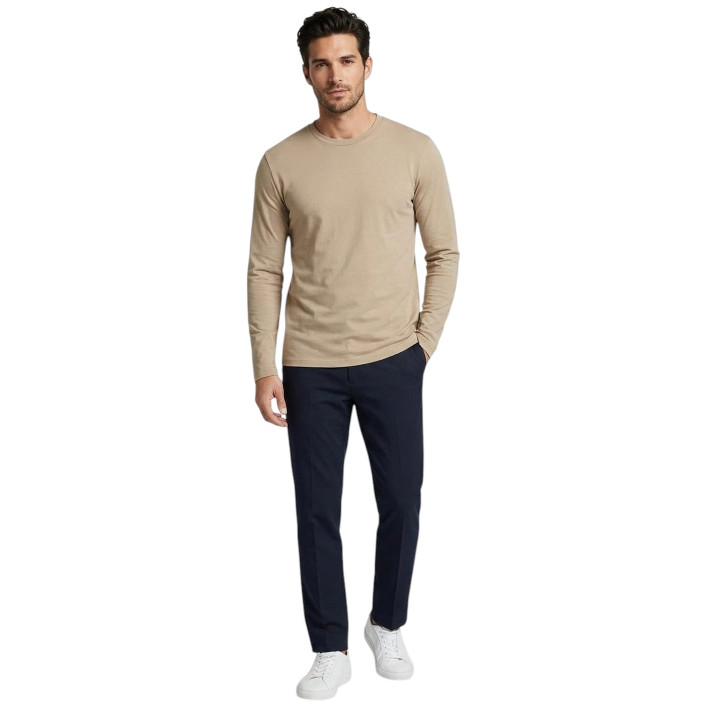 Men's Plain Solid Top,Beige