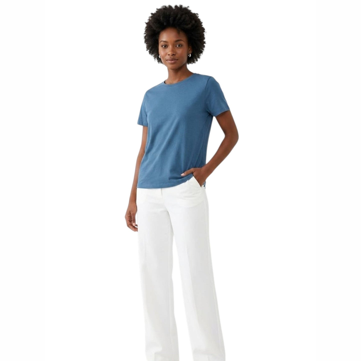 Women's Plain Solid Top,Dusty Blue