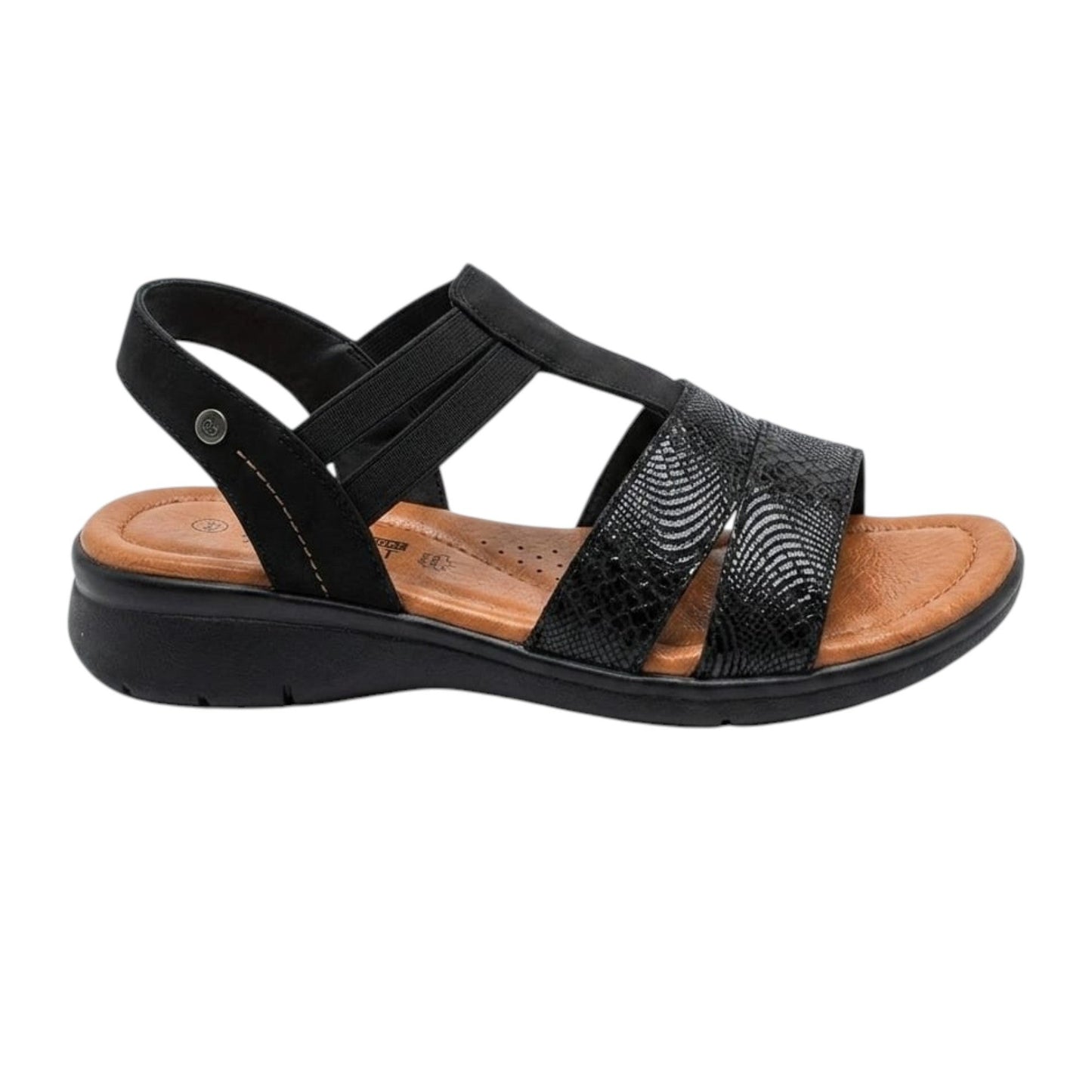 Women's Ribbed Sandals,Black
