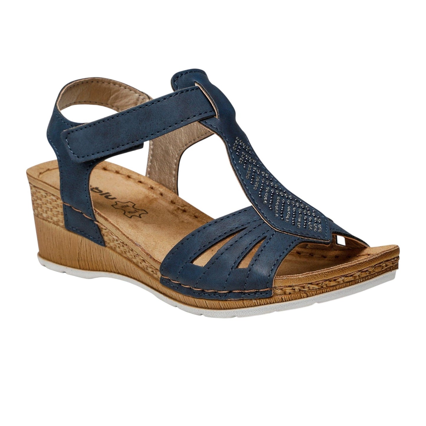 Women's Ribbed Heeled Shoes,Navy
