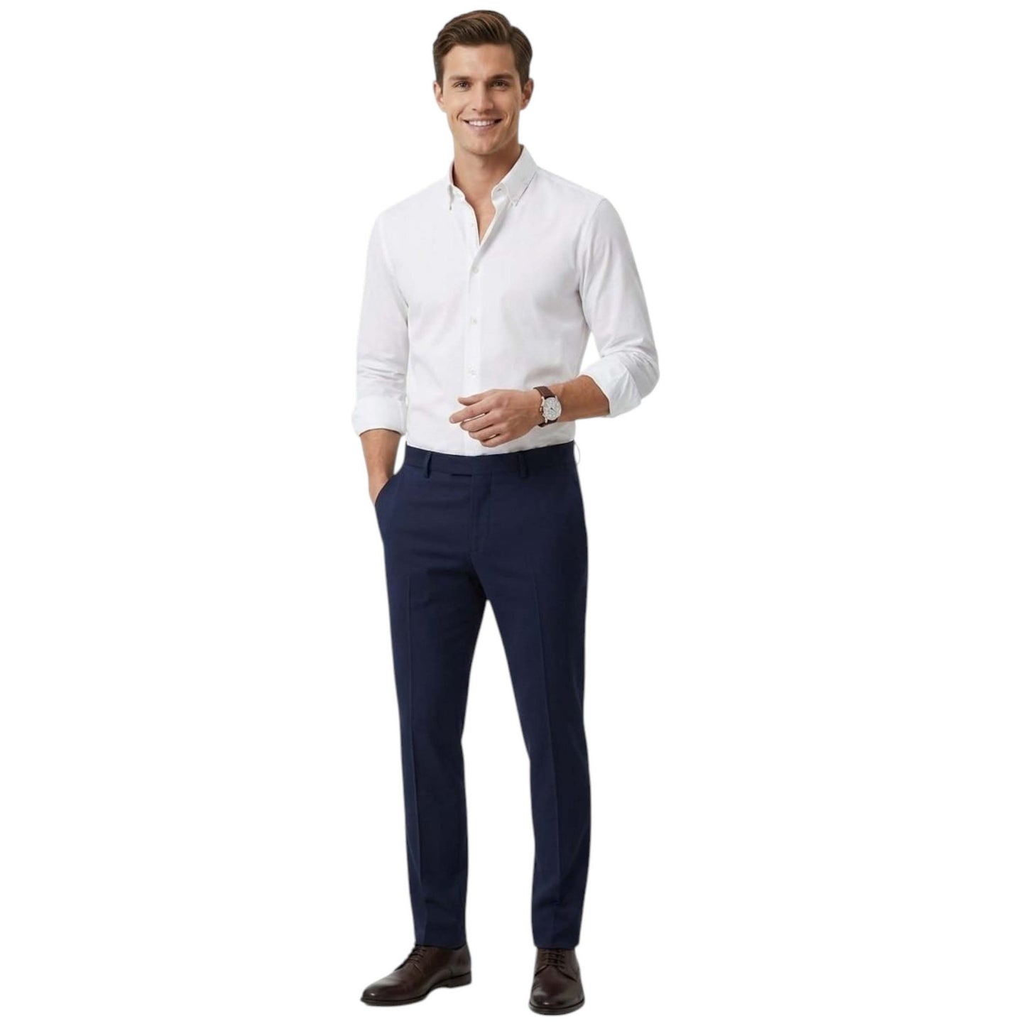 Men's Plain Solid Dress Shirt,White