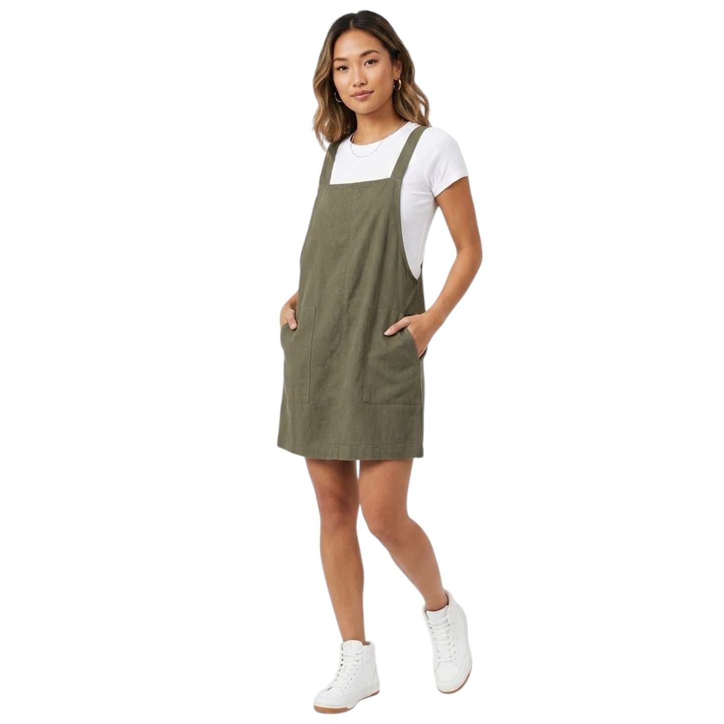 Women's Plain Solid Dress,Olive