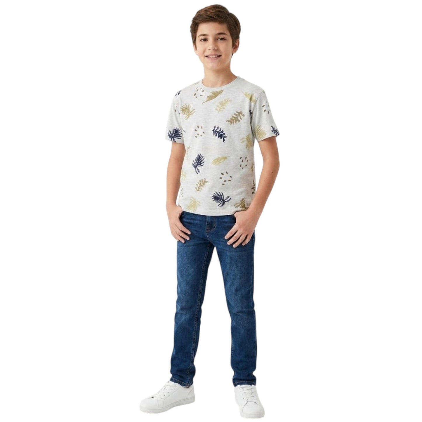 Kids Boy's Printed Top,Light Grey