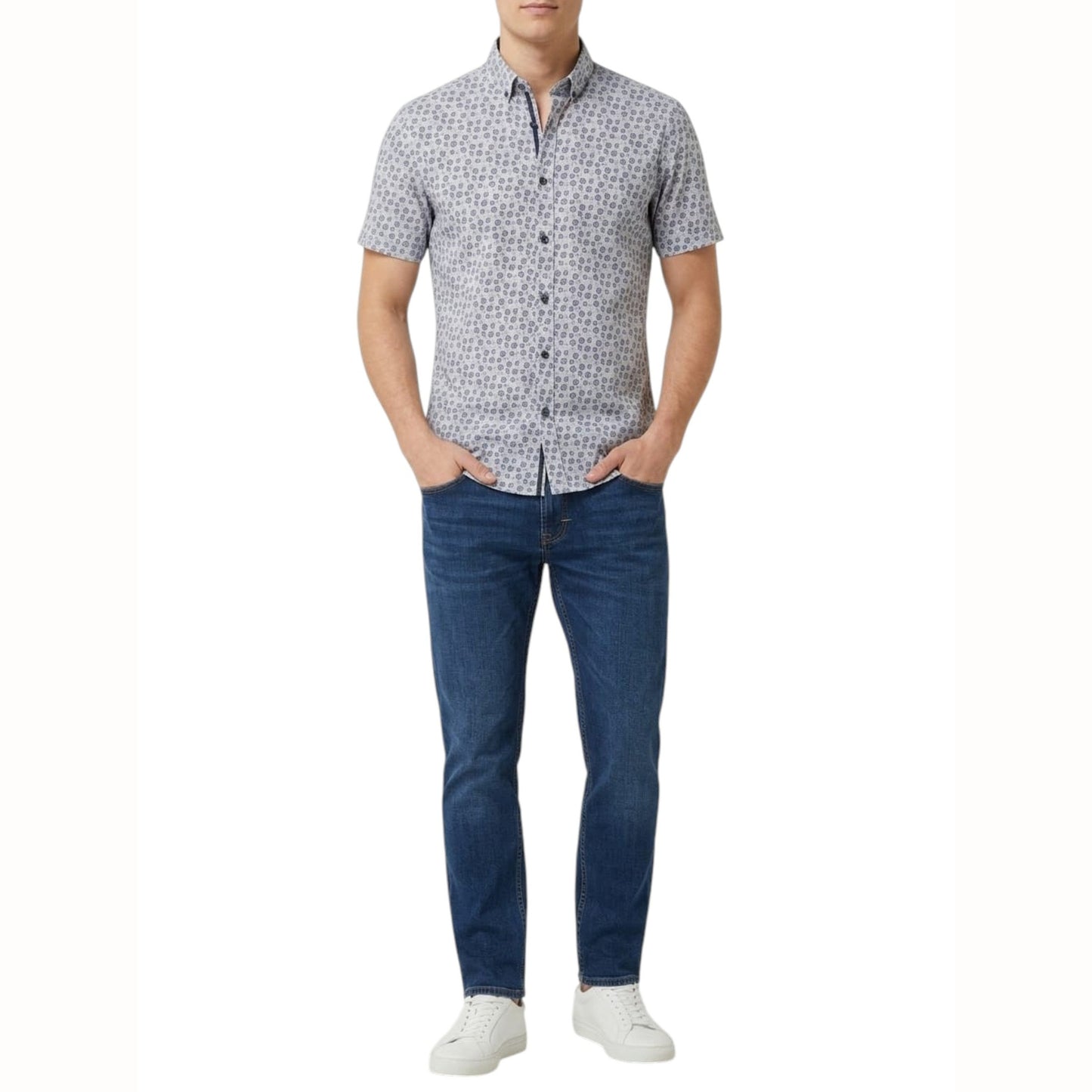 Men's Printed Dress Shirt,Light Blue