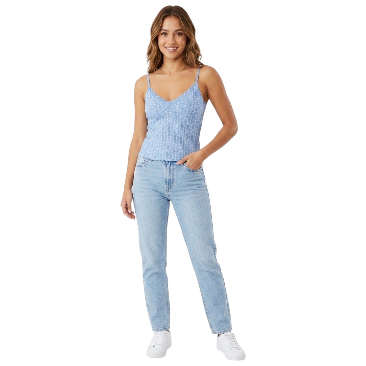Women's Textured Top,Light Blue