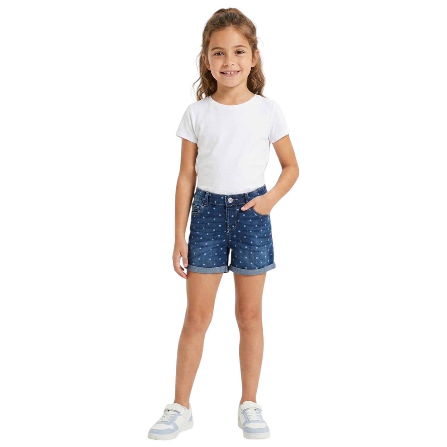 Kids Girl's Stars Printed Short,Blue