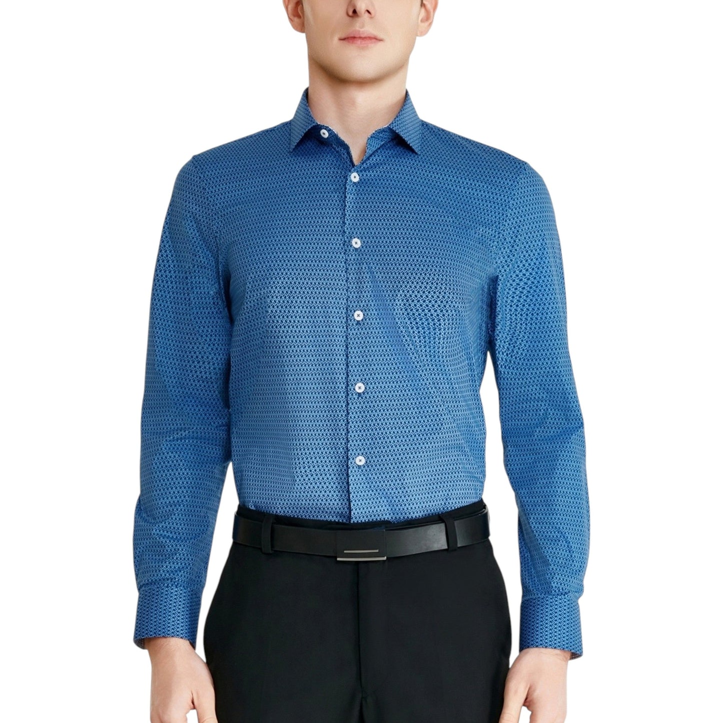 Men's Printed Dress Shirt,Navy/Blue