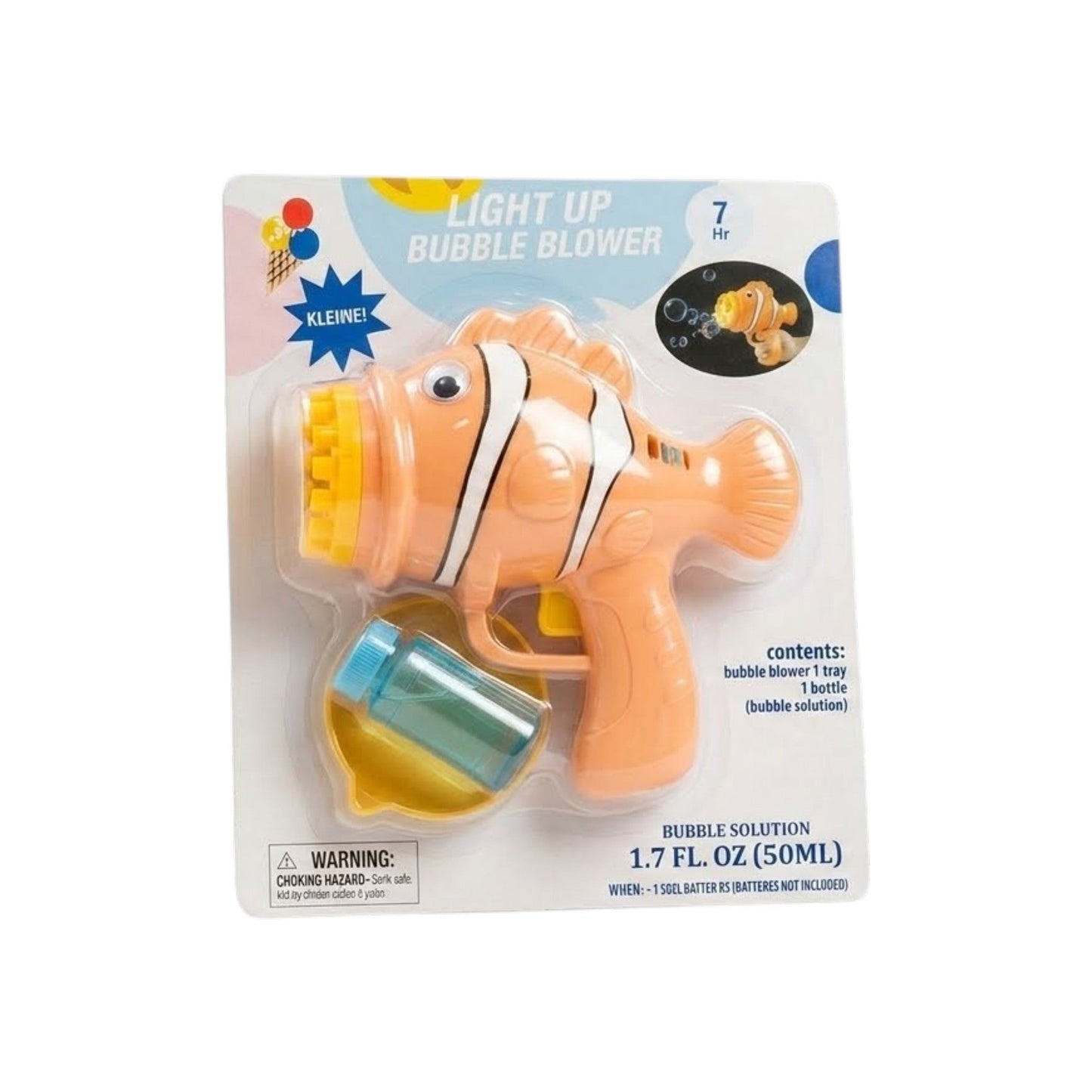 Light-Up Clownfish Bubble Blower Gun Kit