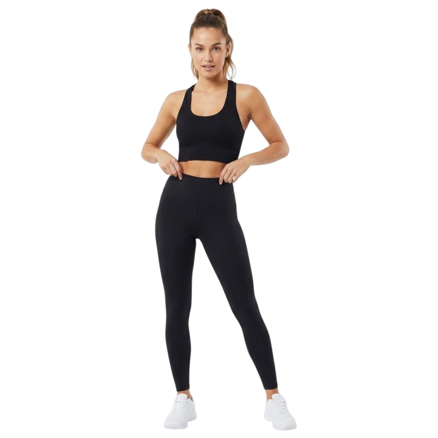 Women's Ribbed Sport Top,Black