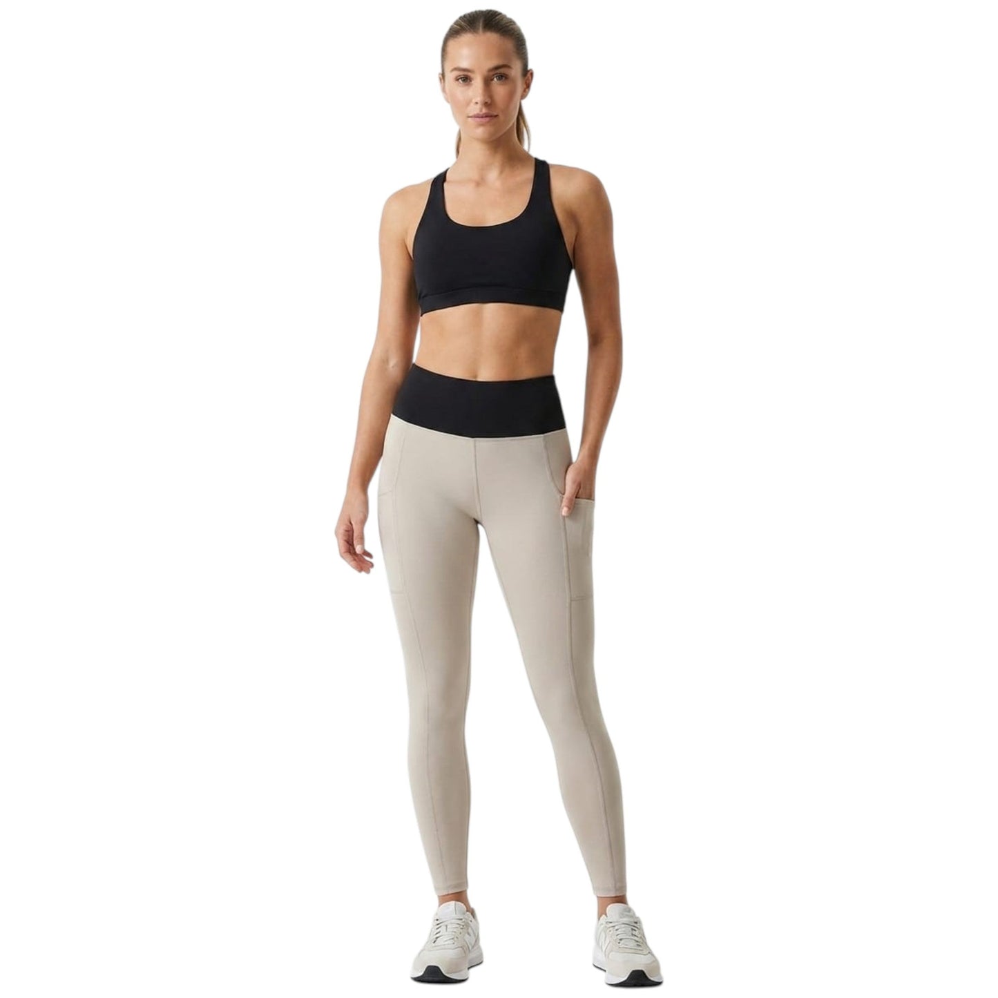 Women's Colorblocked Legging,Beige
