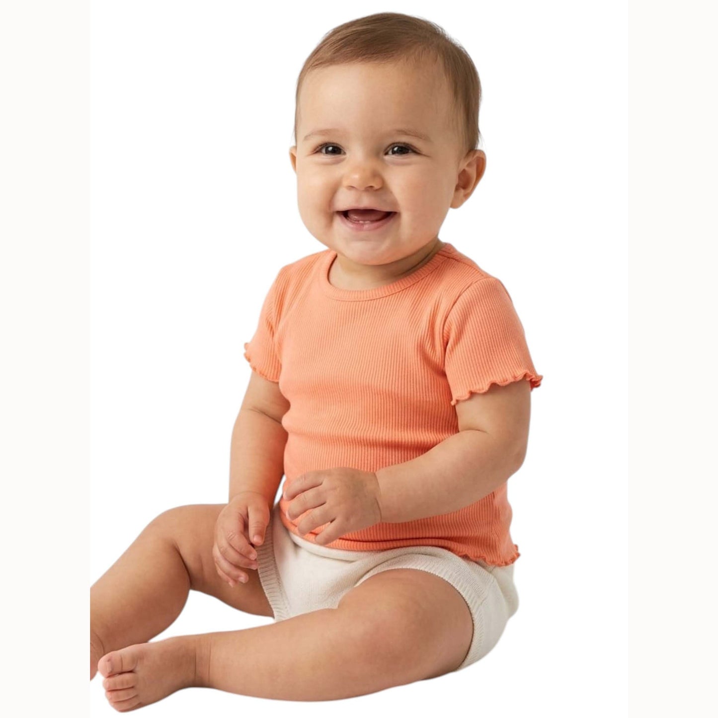 Kids Girl's Ribbed Top,Light Apricot