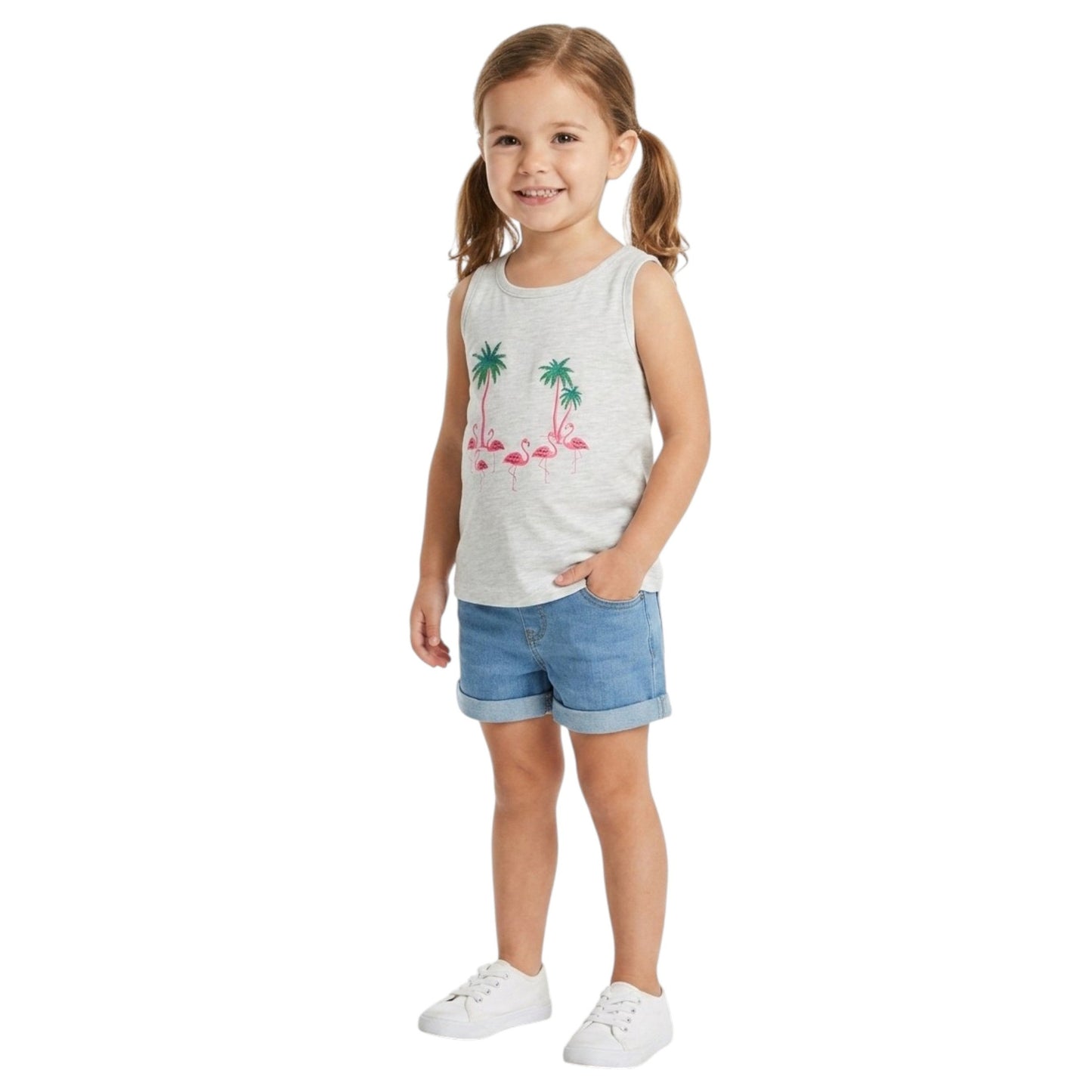 Kids Girl's Printed Top,Light Grey