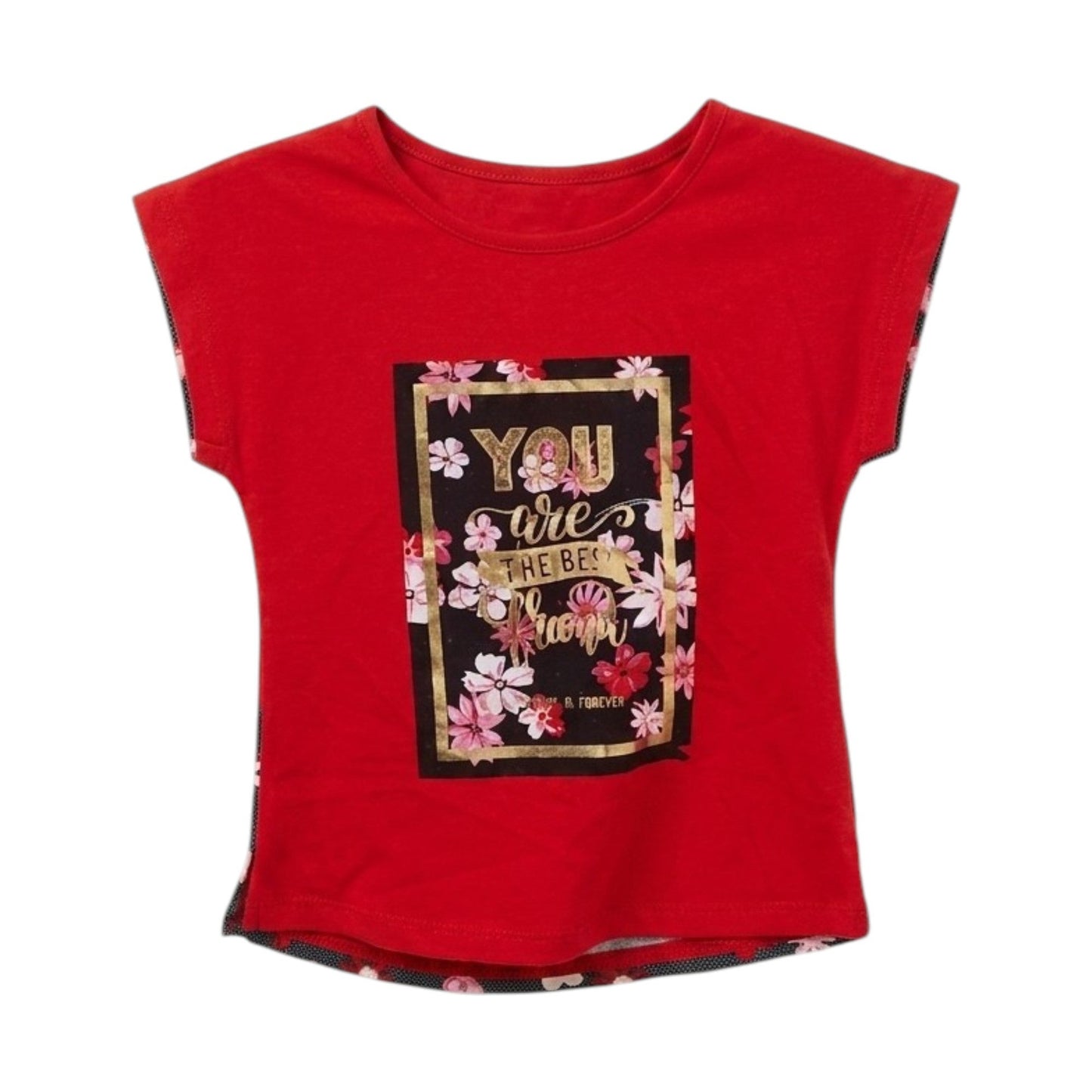 Kids Girl's Back Printed Top,Red
