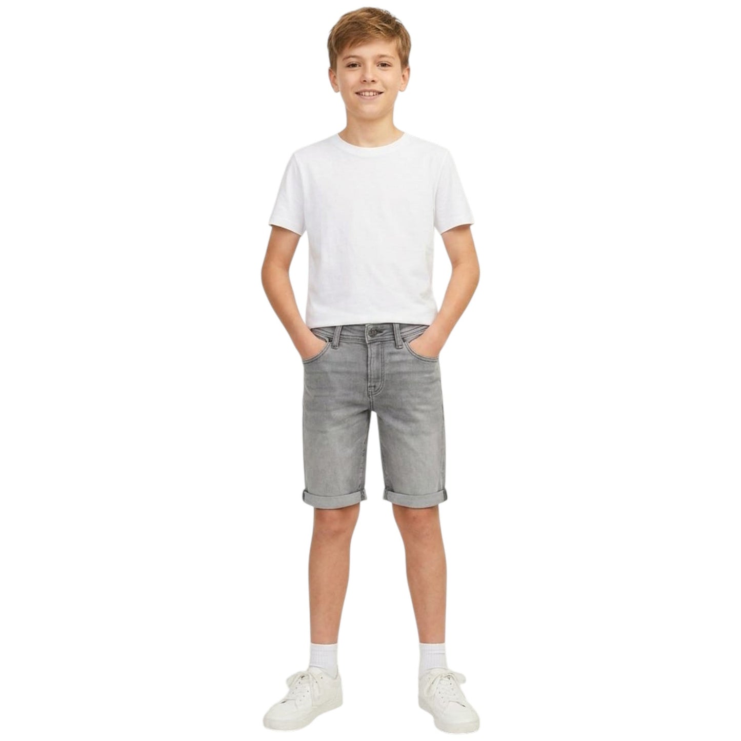 Kids Boy's Plain Jeans Short,Grey