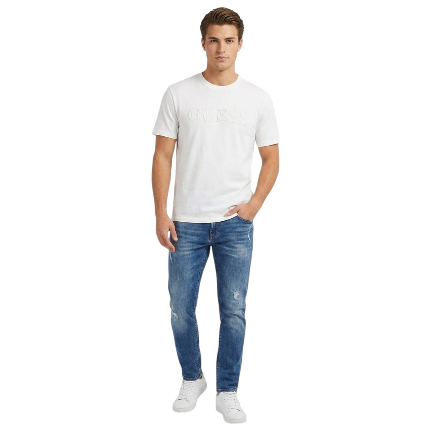 Men's Logo Designed Plain Top,White