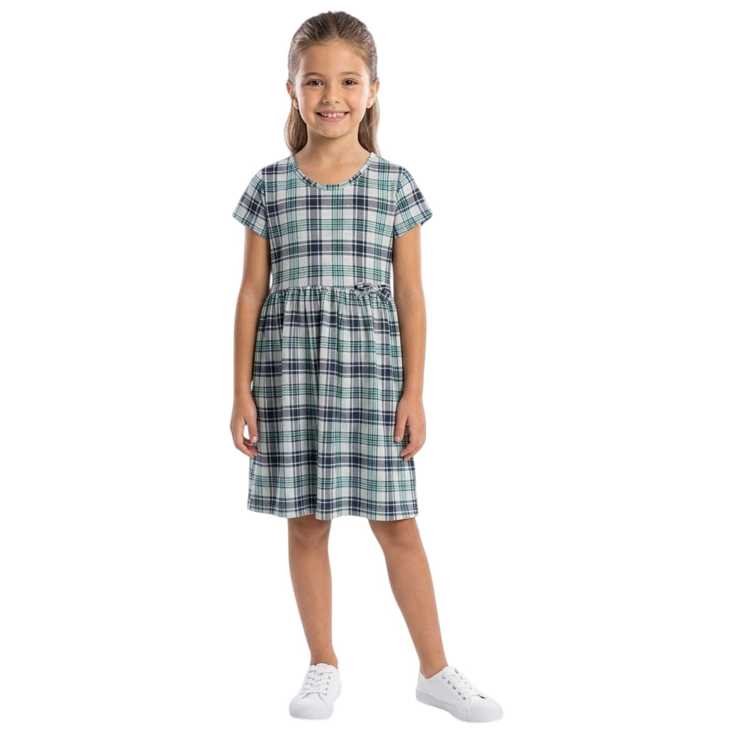 Kids Girl's Plaid Dress,Multi