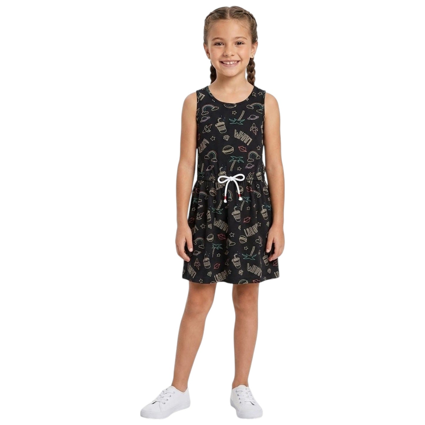 Kids Girl's Printed Dress,Black