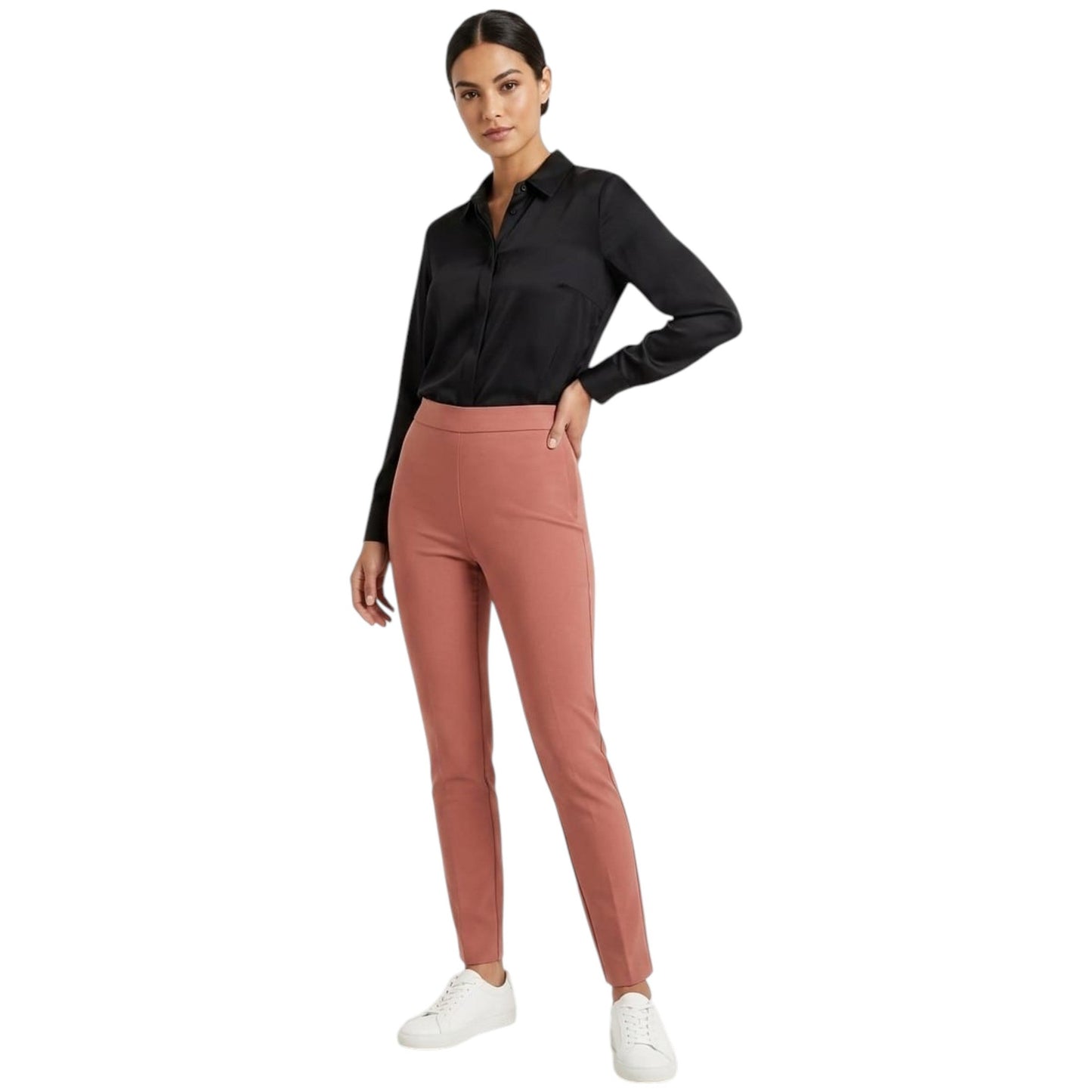 Women's Plain Solid Classic Pant,Bright Red