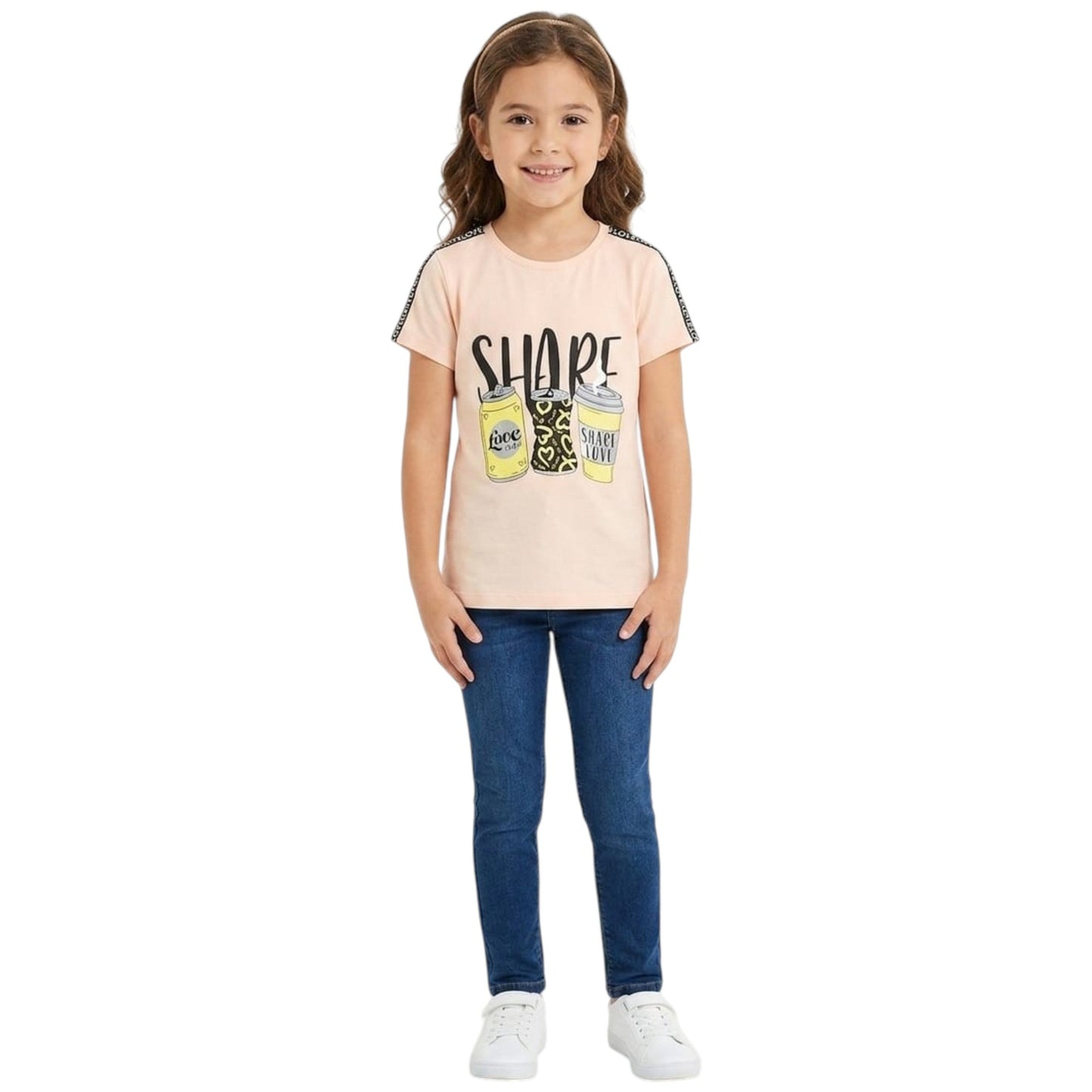 Kdis Girl's Printed Top,Light Beige